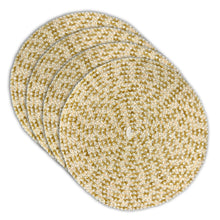 Load image into Gallery viewer, Dainty Home Kaleidoscope 15" Round Woven Placemats with Metallic Thread, Set of 4 – Durable & Reversible