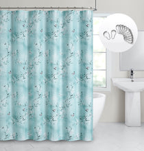 Load image into Gallery viewer, Dainty Home Cascading Florals 3D Textured Fabric Shower Curtain with 12 Metal Rollerball Hooks, 70" x 72"
