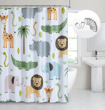 Load image into Gallery viewer, Dainty Home Safari 3D Textured Fabric Shower Curtain with 12 Metal Rollerball Hooks, 70" x 72"