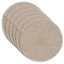 Load image into Gallery viewer, Dainty Home Starlight 15" Round Woven Placemats with Sequin Detail, Set of 6 – Durable & Reversible
