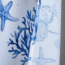 Load image into Gallery viewer, Dainty Home Seaside 3D Textured Fabric Shower Curtain with 12 Metal Rollerball Hooks, 70" x 72"