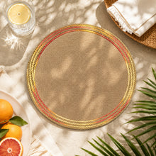 Load image into Gallery viewer, Dainty Home Key West 15" Round Natural Jute Multicolor Placemats Set of 4 - Durable Table Mat