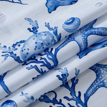 Load image into Gallery viewer, Dainty Home Seaside 3D Textured Fabric Shower Curtain with 12 Metal Rollerball Hooks, 70" x 72"