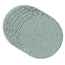 Load image into Gallery viewer, Dainty Home Pom Pom 15" Round Woven Placemats Set of 6 - Durable, Reversible & Non-Slip Table Mats