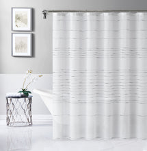 Load image into Gallery viewer, Dainty Home Lisa 3D Linen Textured Weaved Linen Look Striped Designed Fabric Shower Curtain