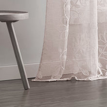 Load image into Gallery viewer, Dainty Home Rita Linen Look Boho Solid Fabric With 3D Floral Chenille Embroidery Light Filtering Grommet Panel Pair