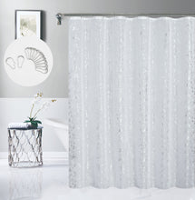 Load image into Gallery viewer, Dainty Home Lindsey Linen Textured Metallic Fabric Shower Curtain with 12 Matching Hooks 70" x 72"