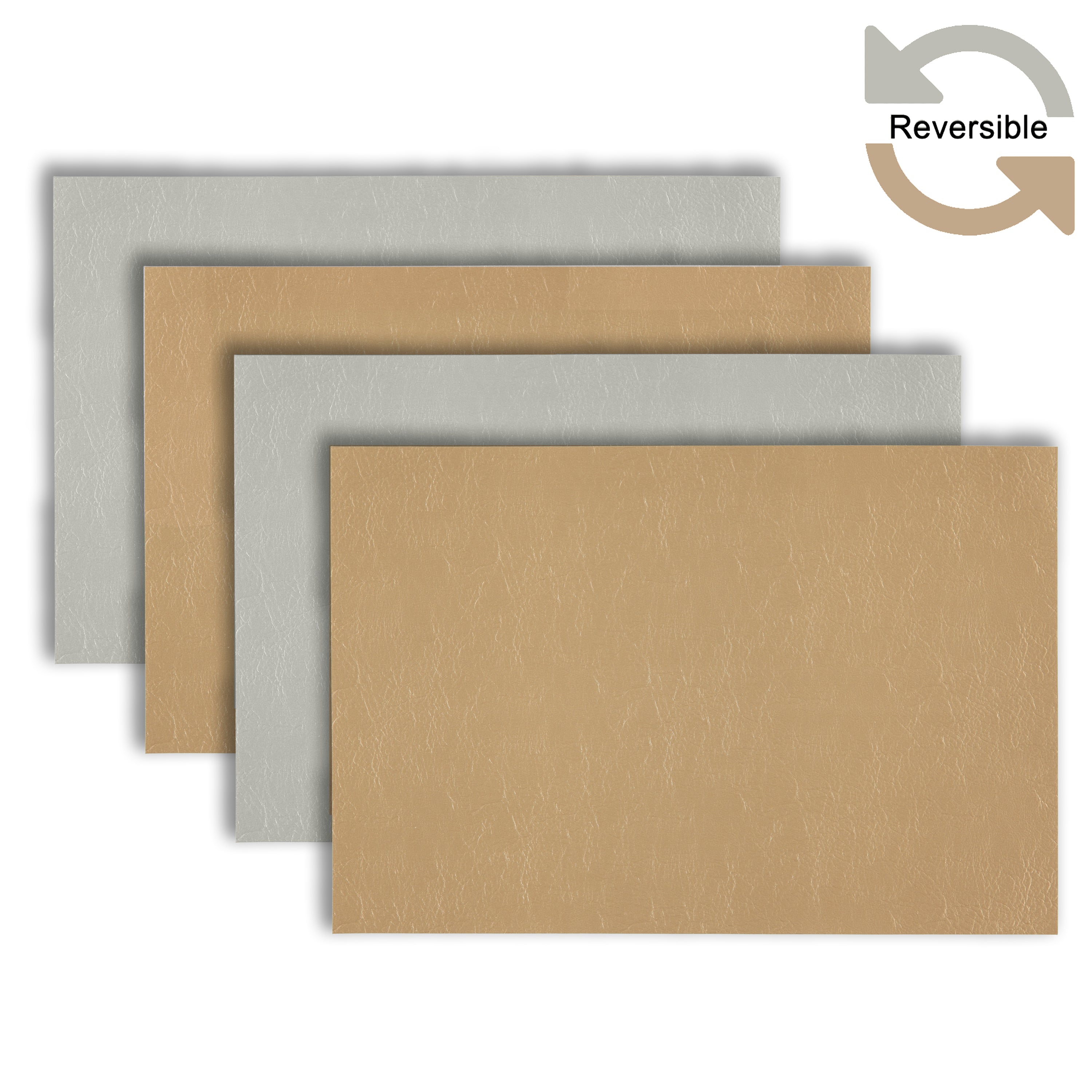 Dainty Home Florence Faux Leather Reversible 2 Color 12" x 18" Rectangular Placemat Set