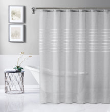 Load image into Gallery viewer, Dainty Home Daniella 3D Solid Linen Look Textured Striped 3D Chenille Designed Fabric Shower Curtain