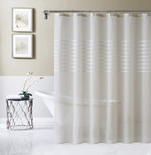 Load image into Gallery viewer, Dainty Home Daniella 3D Solid Linen Look Textured Striped 3D Chenille Designed Fabric Shower Curtain