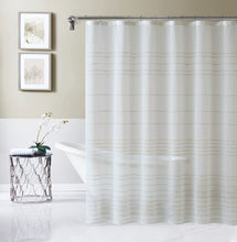 Load image into Gallery viewer, Dainty Home Lisa 3D Linen Textured Weaved Linen Look Striped Designed Fabric Shower Curtain