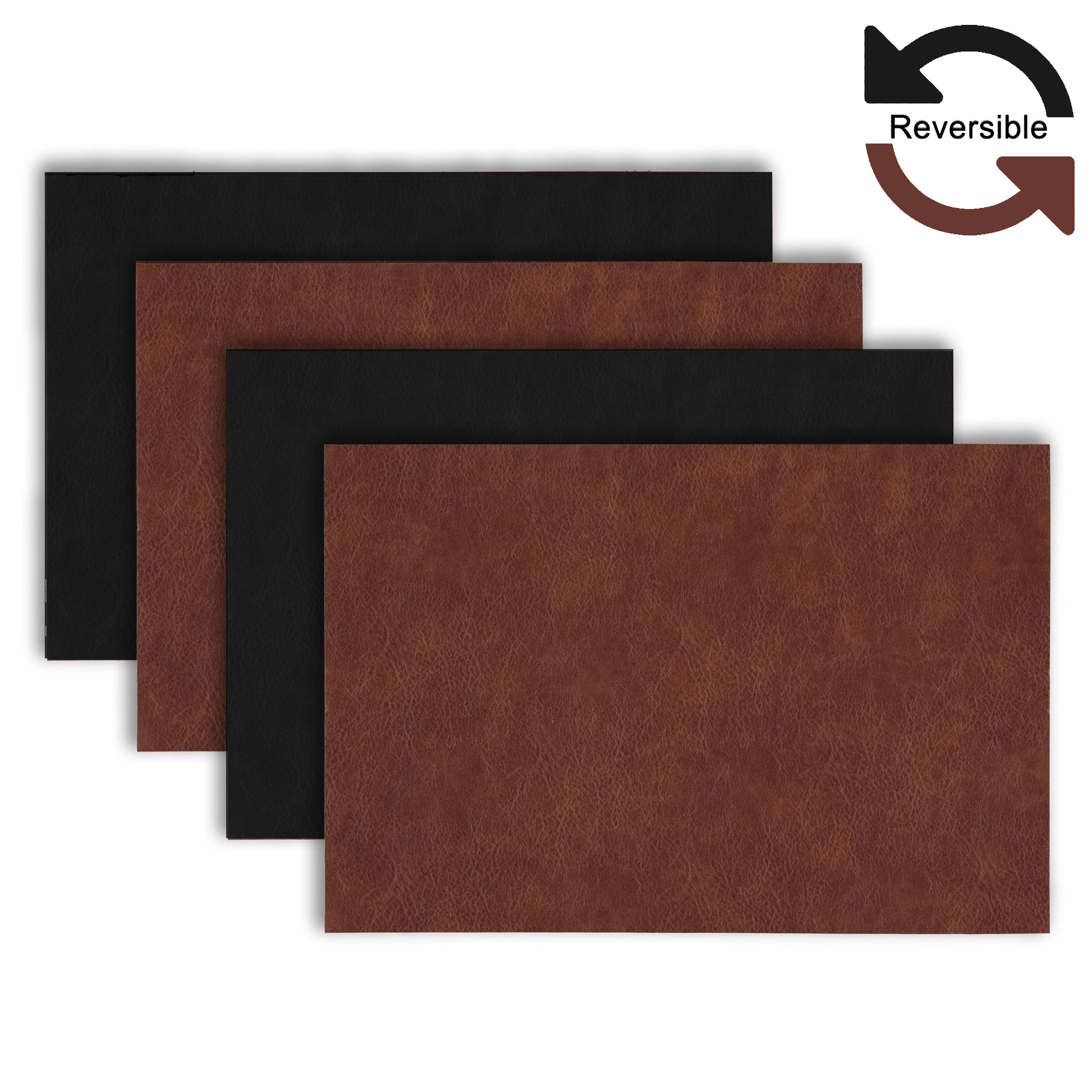 Dainty Home Florence Faux Leather Reversible 2 Color 12" x 18" Rectangular Placemat Set