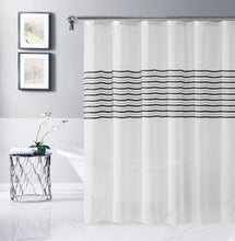 Load image into Gallery viewer, Dainty Home Daniella 3D Solid Linen Look Textured Striped 3D Chenille Designed Fabric Shower Curtain