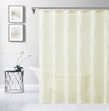 Load image into Gallery viewer, Dainty Home Stella 3D Linen Look Textured Floral 3D Chenille Designed Fabric Shower Curtain