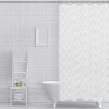 Load image into Gallery viewer, Dainty Home Aurora Modern 3D Chenille Embroidered Diamonds Linen-Look Shower Curtain