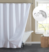 Load image into Gallery viewer, Dainty Home 14-Piece Bath Set with 1 Waffle 70 in. x 72 in. Shower Curtain, 1 Peva Liner and 12 Stainless Steel Rollerball Hooks