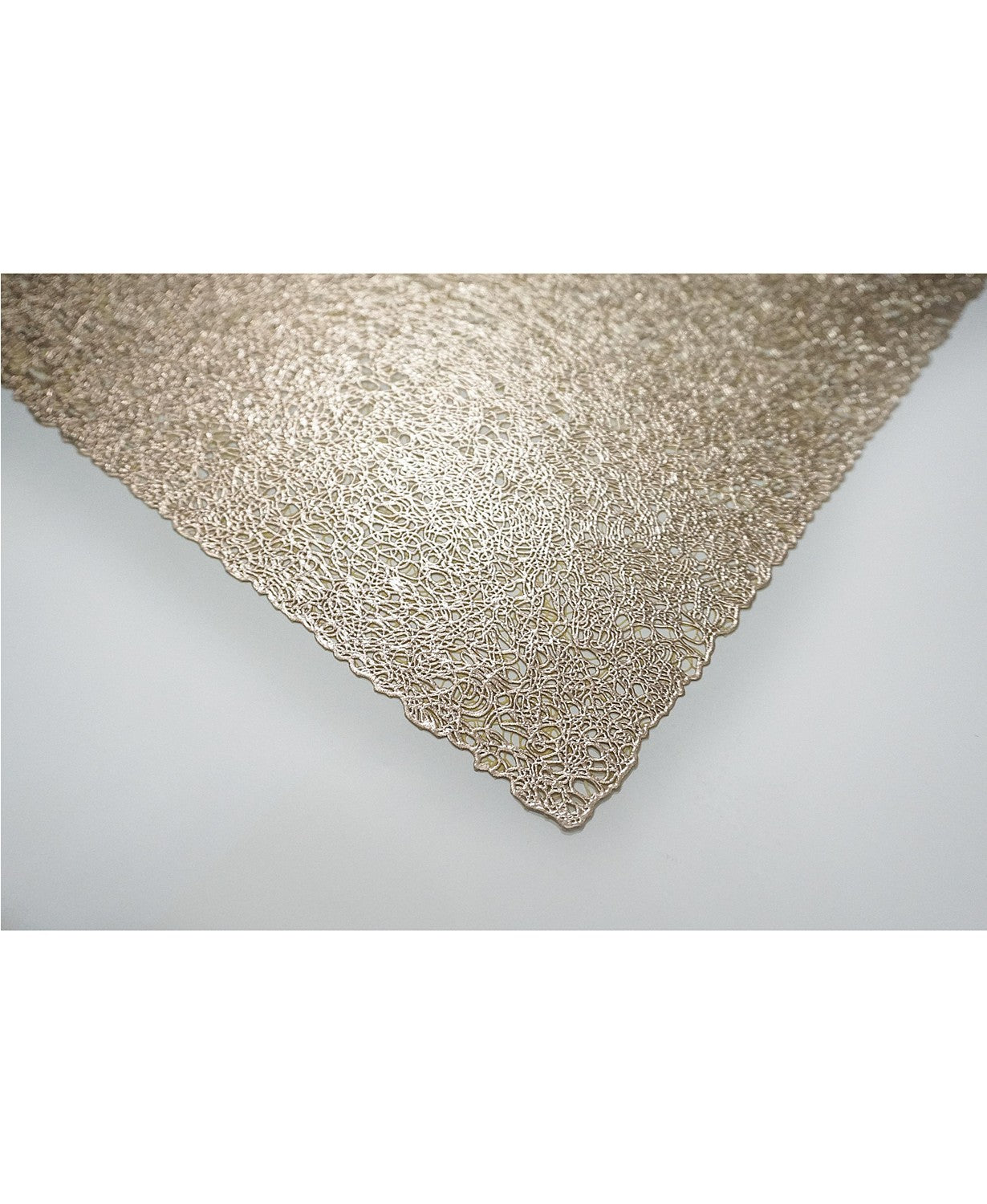 Dainty Home Lacey Woven Metallic Lace Crossweave With Metallic Lace Pattern Reversible 12" x 18" Rectangular Placemats