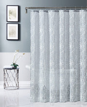 Load image into Gallery viewer, Dainty Home Rita 3D Linen Look Textured Floral 3D Chenille Designed Fabric Shower Curtain