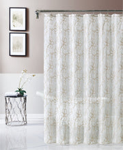 Load image into Gallery viewer, Dainty Home Rita 3D Linen Look Textured Floral 3D Chenille Designed Fabric Shower Curtain