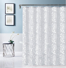 Load image into Gallery viewer, Dainty Home Rita 3D Linen Look Textured Floral 3D Chenille Designed Fabric Shower Curtain