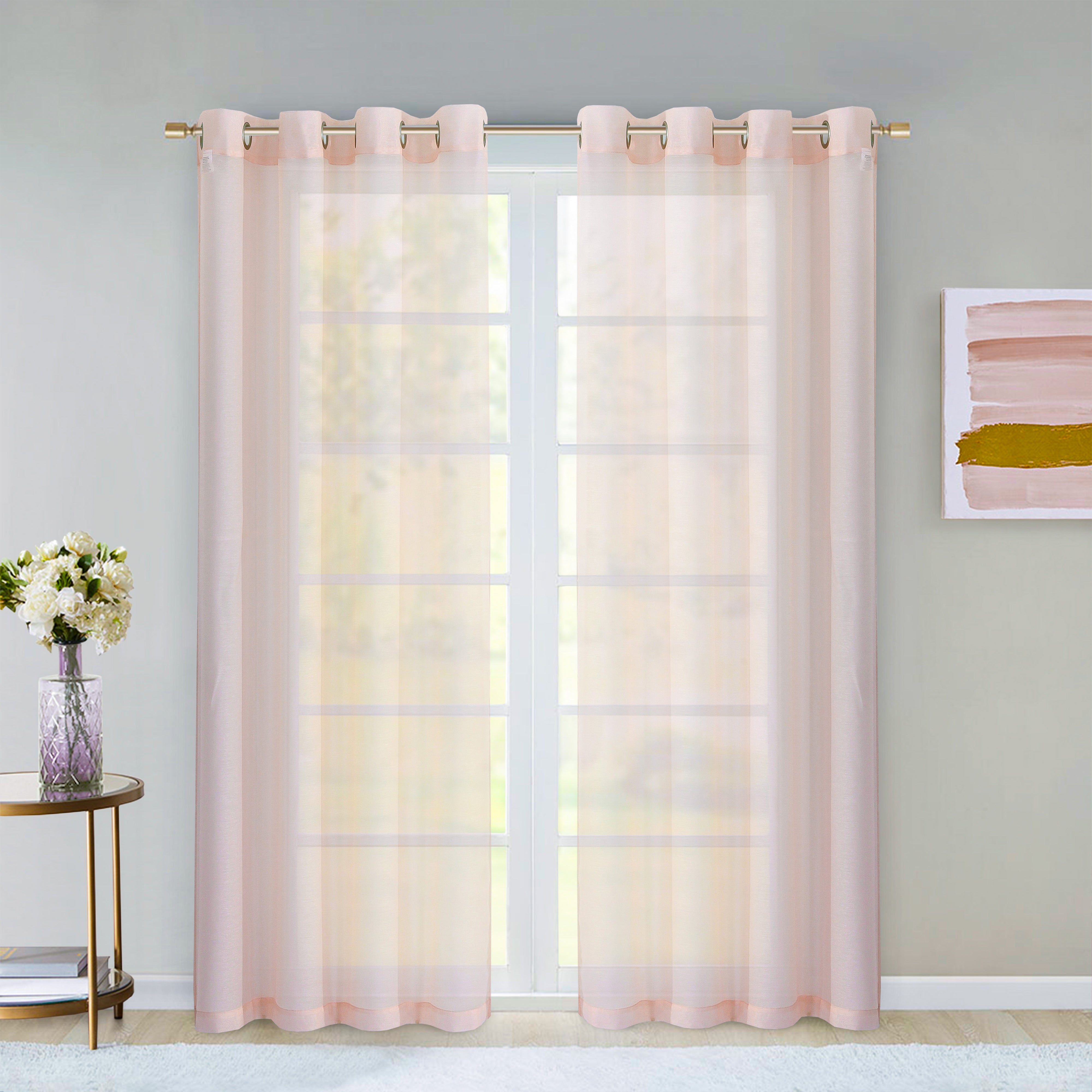 Dainty Home Malibu Solid Airy & Breathable Semi-Sheer Light Filtering Extra Wide Grommet Panel Pair