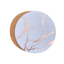 Load image into Gallery viewer, Dainty Home Marble Cork Foil Printed Marble Granite Designed Thick Cork Textured 4" x 4" Round Coasters