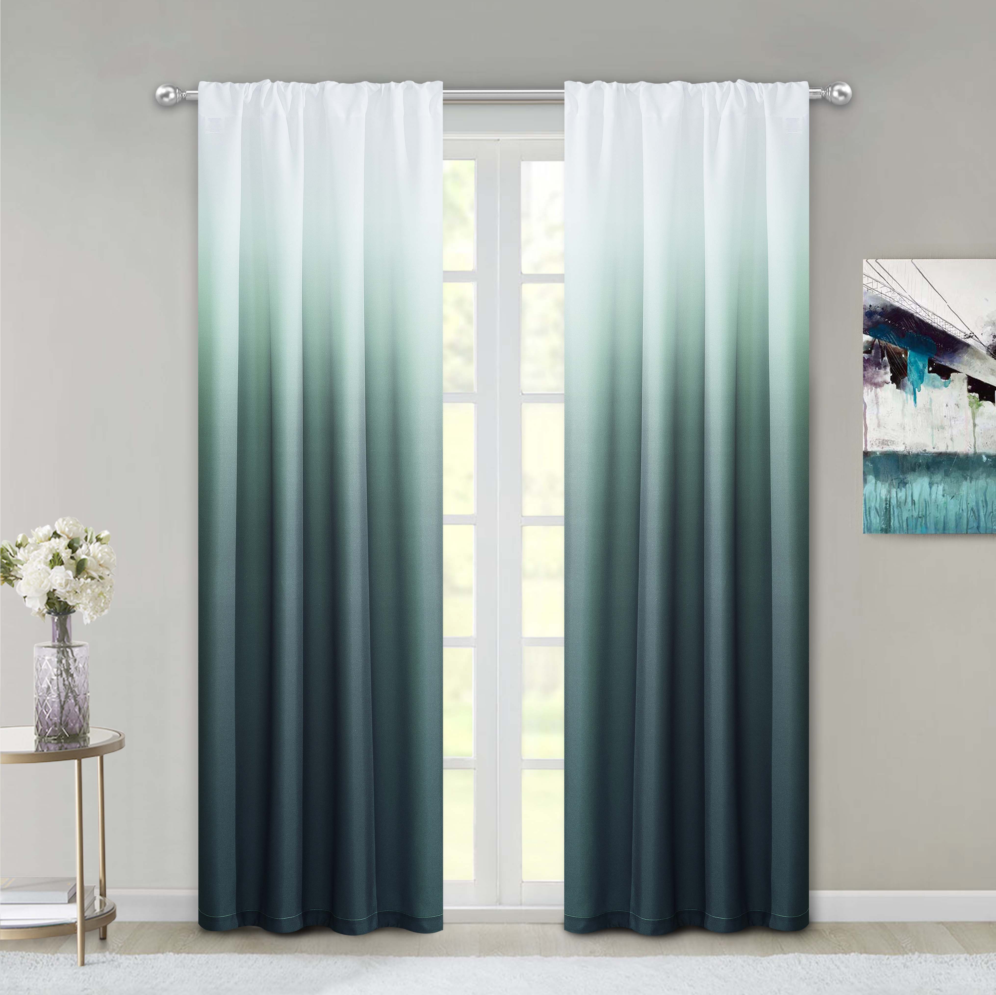 Dainty Home Shades Gradient Ombre Design Heavy Room Darkening Rod Pocket Panel Pair