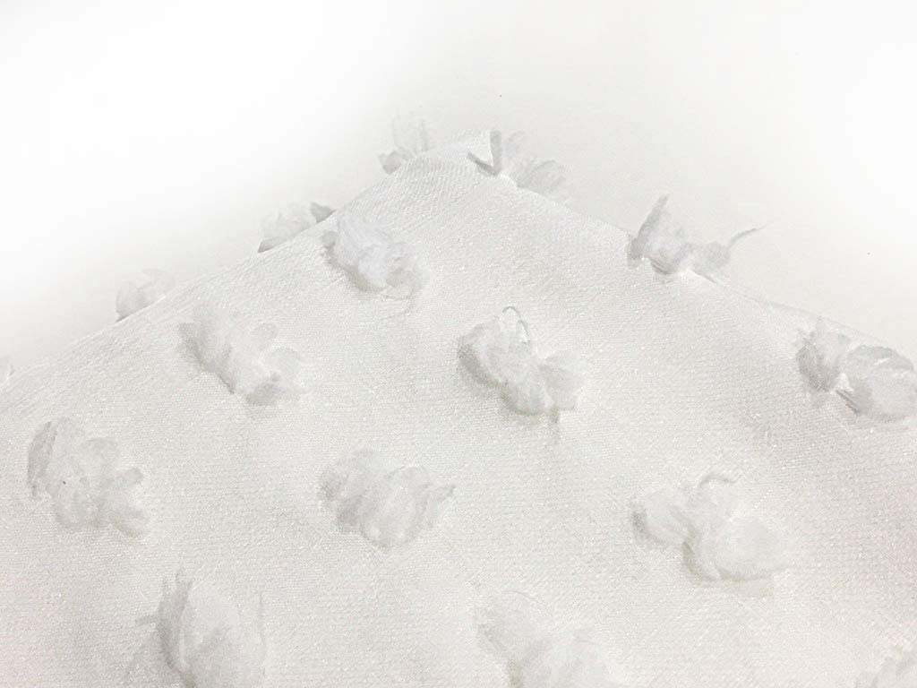 Dainty Home Cut Flower Linen Look Light Filtering Panel Pair With 3D Cotton Like Flower Puffs