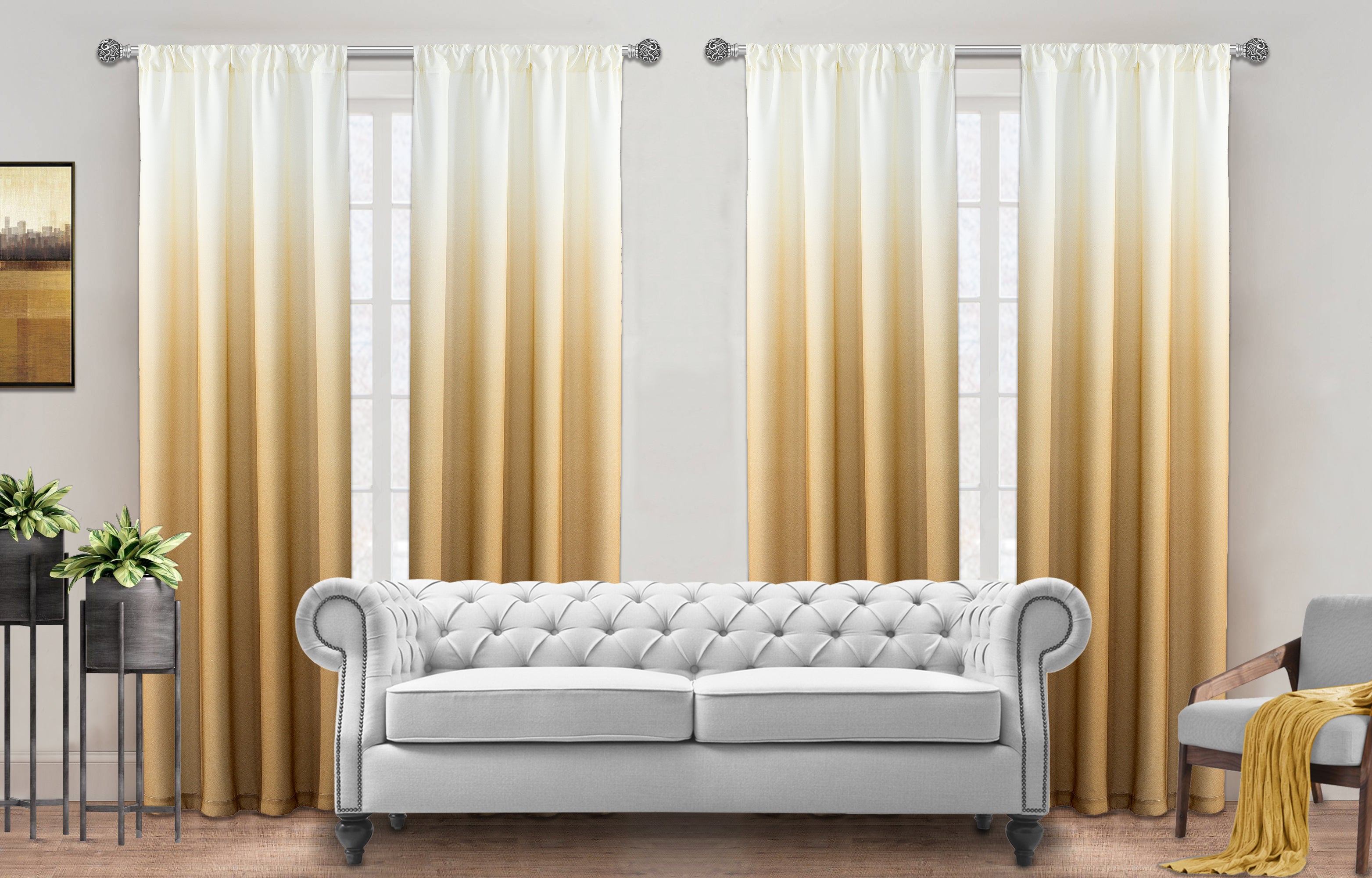 Dainty Home Shades Gradient Ombre Design Heavy Room Darkening Rod Pocket Set Of 4 Window Panels