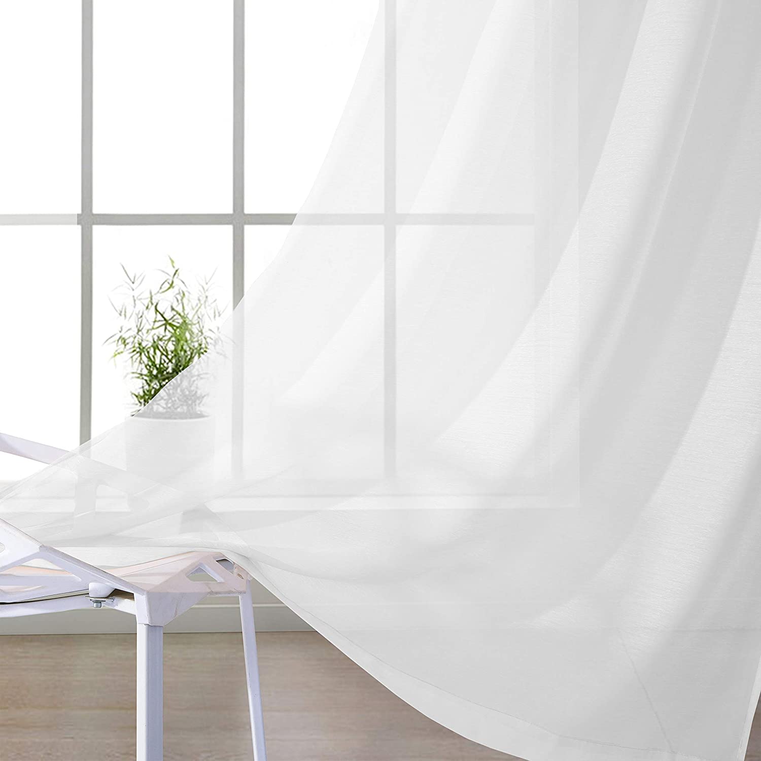 Dainty Home Malibu Solid Airy & Breathable Semi-Sheer Light Filtering Extra Wide Grommet Set Of 4 Window Panels
