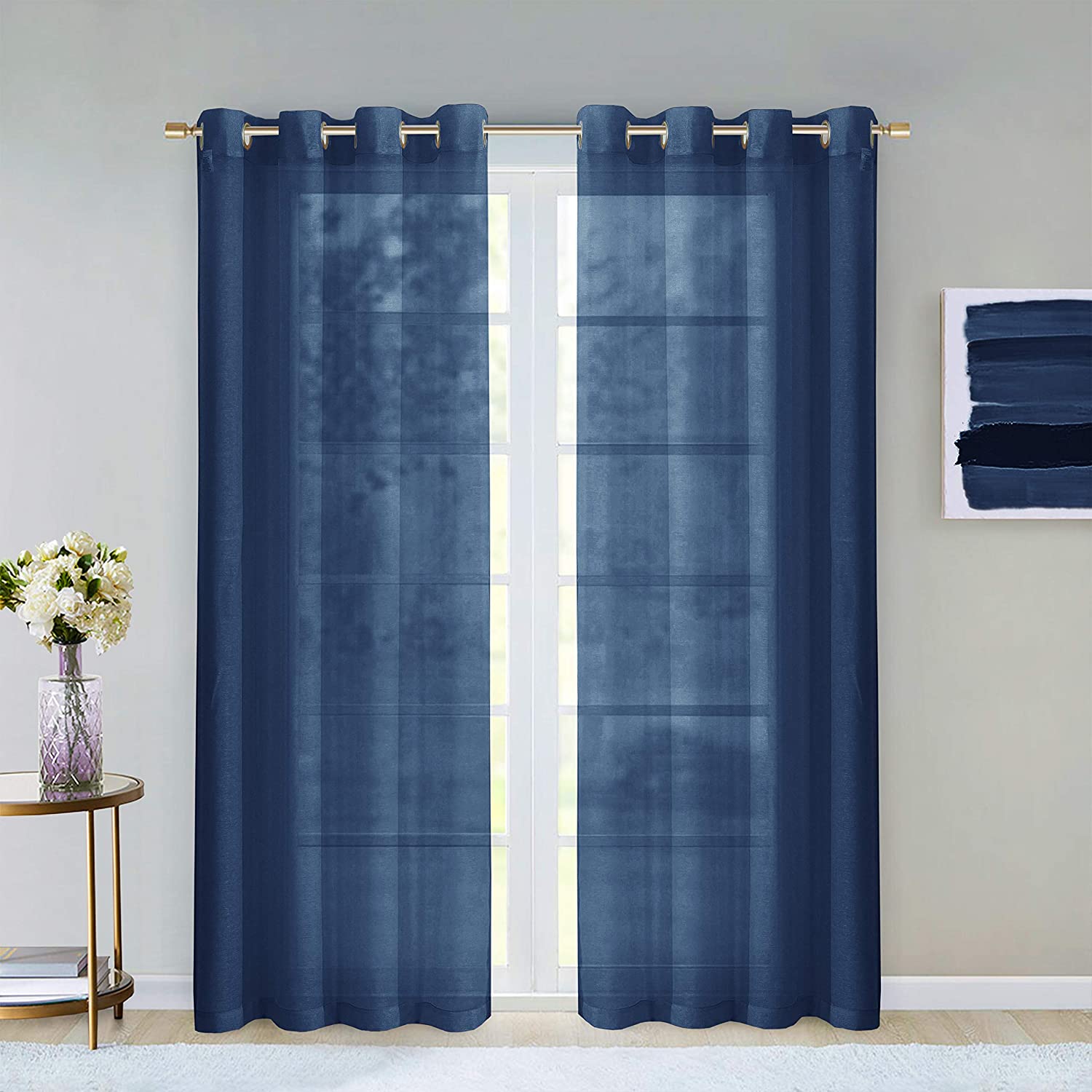 Dainty Home Malibu Solid Airy & Breathable Semi-Sheer Light Filtering Extra Wide Grommet Panel Pair