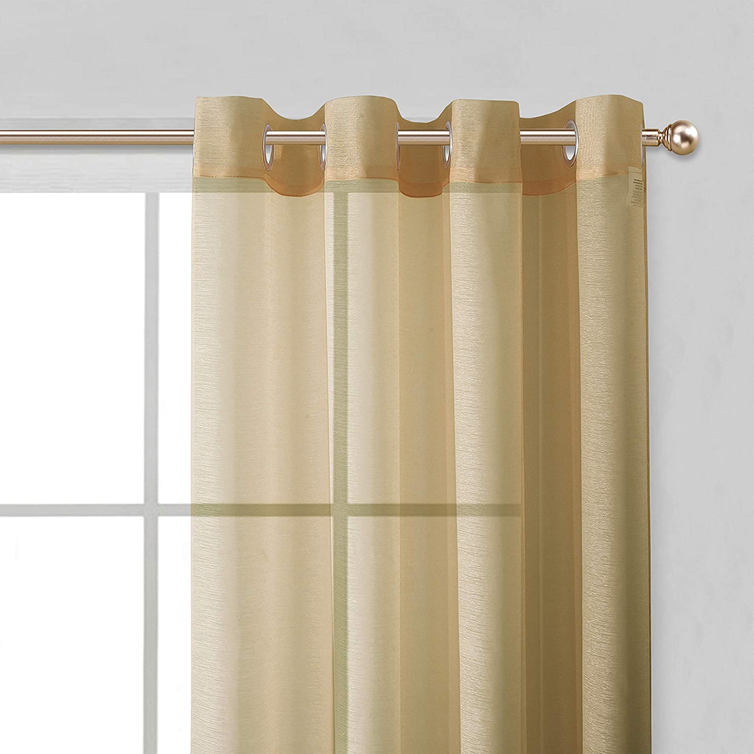 Dainty Home Malibu Solid Airy & Breathable Semi-Sheer Light Filtering Extra Wide Grommet Panel Pair