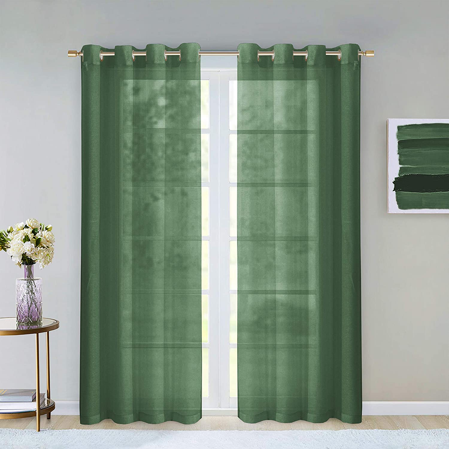 Dainty Home Malibu Solid Airy & Breathable Semi-Sheer Light Filtering Extra Wide Grommet Panel Pair