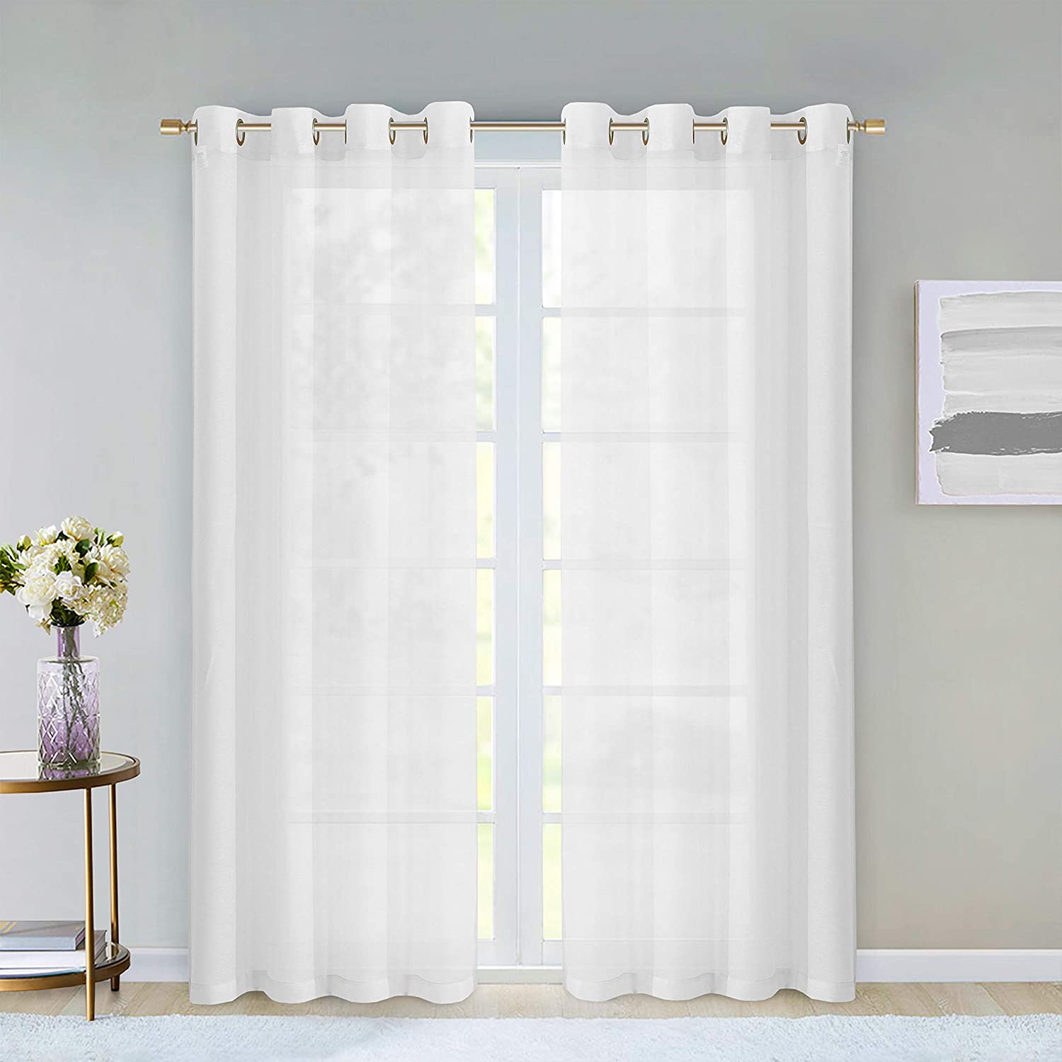 Dainty Home Malibu Solid Airy & Breathable Semi-Sheer Light Filtering Extra Wide Grommet Panel Pair