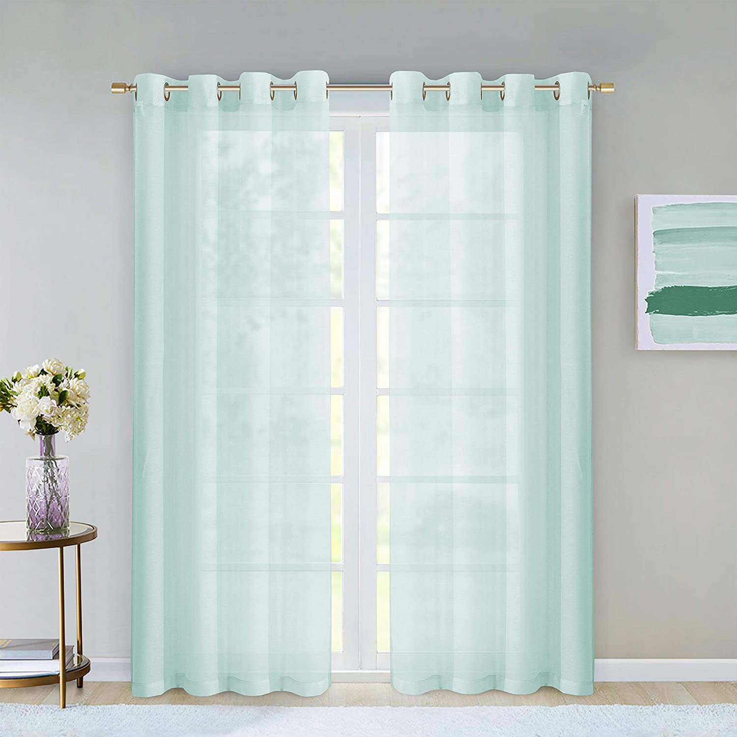Dainty Home Malibu Solid Airy & Breathable Semi-Sheer Light Filtering Extra Wide Grommet Panel Pair