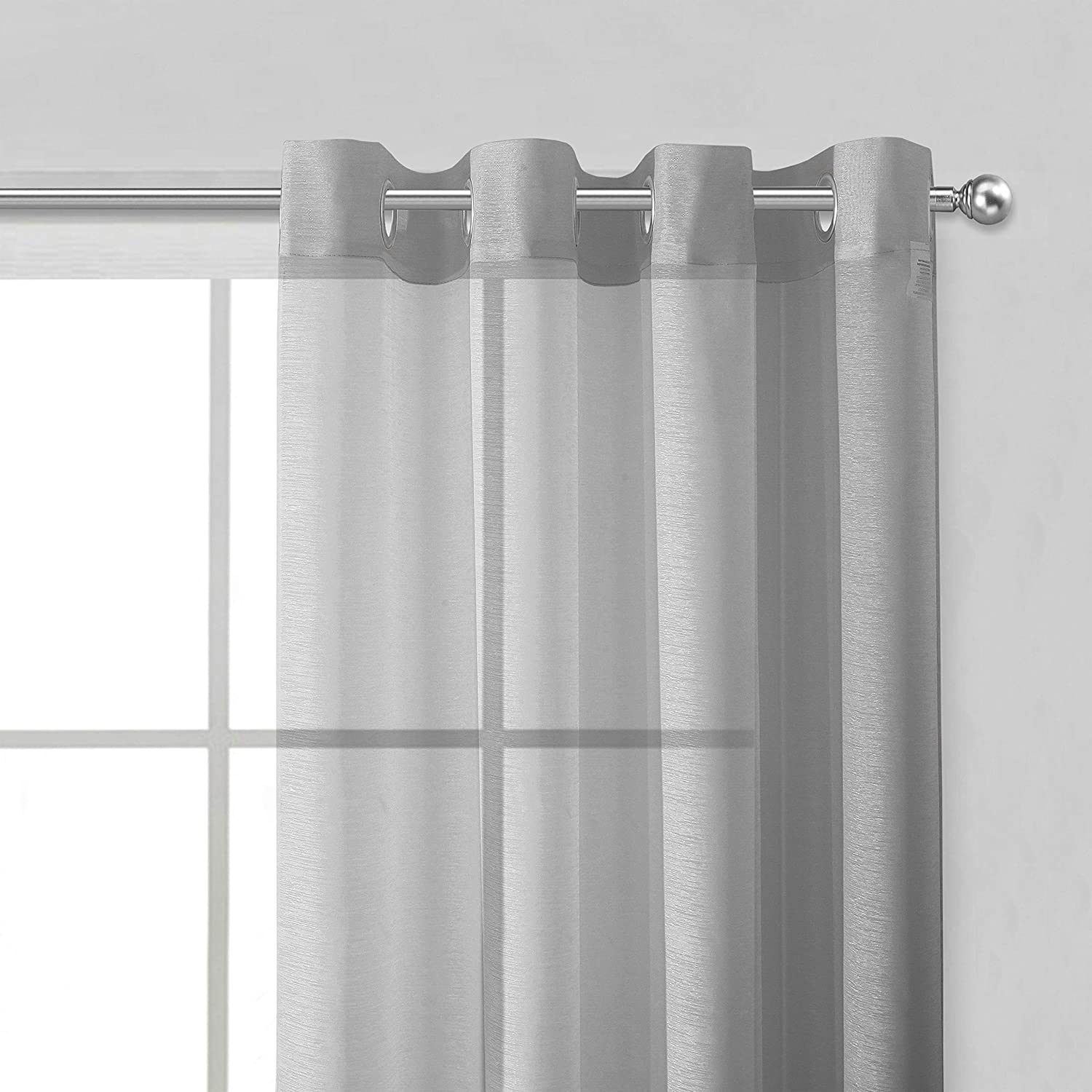 Dainty Home Malibu Solid Airy & Breathable Semi-Sheer Light Filtering Extra Wide Grommet Set Of 4 Window Panels