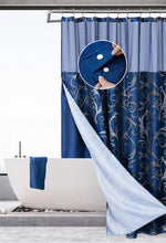 Load image into Gallery viewer, Dainty Home Smart Design Complete 2 in 1 Waffle Weave Hotel Spa Style Fabric Shower Curtain Snap On/Off Waterproof Detachable Liner Set