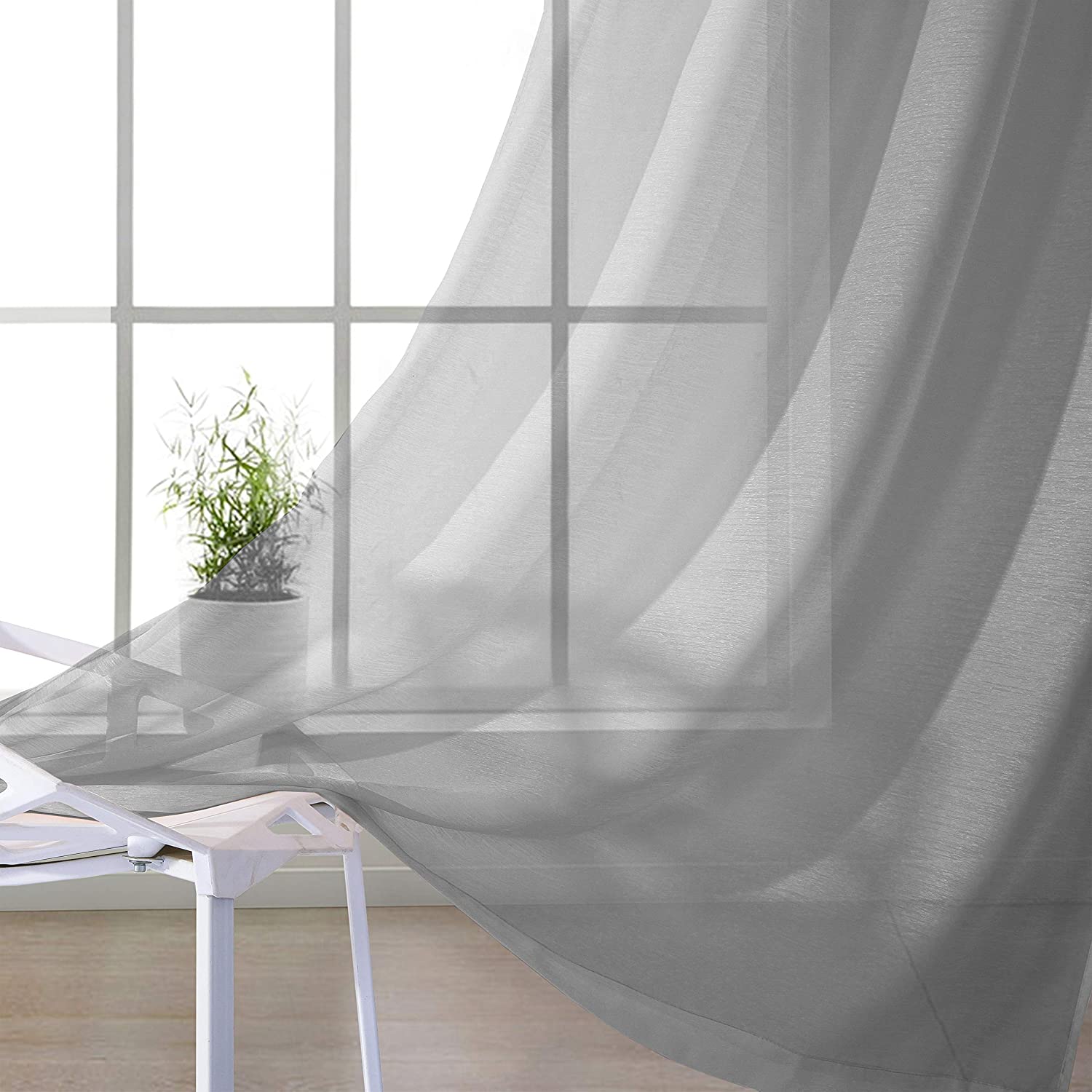 Dainty Home Malibu Solid Airy & Breathable Semi-Sheer Light Filtering Extra Wide Grommet Panel Pair