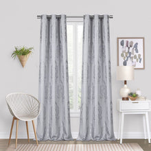 Load image into Gallery viewer, Dainty Home Majestic Contemporary Luxurious Satin Embroidered Damask Design Room Darkening Grommet Panel Pair