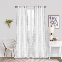 Load image into Gallery viewer, Dainty Home Majestic Contemporary Luxurious Satin Embroidered Damask Design Room Darkening Grommet Panel Pair