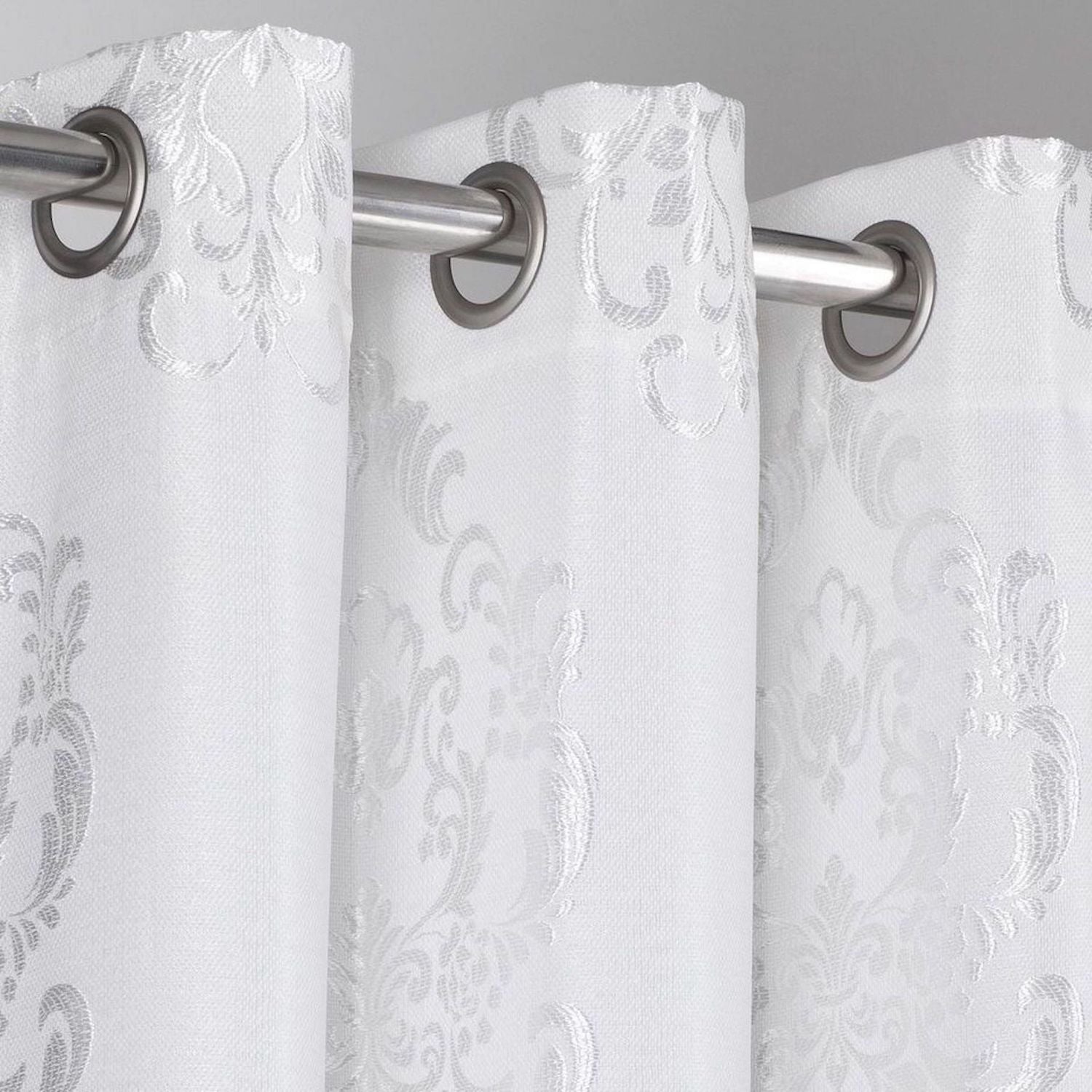 Dainty Home Majestic Contemporary Luxurious Satin Embroidered Damask Design Room Darkening Grommet Panel Pair