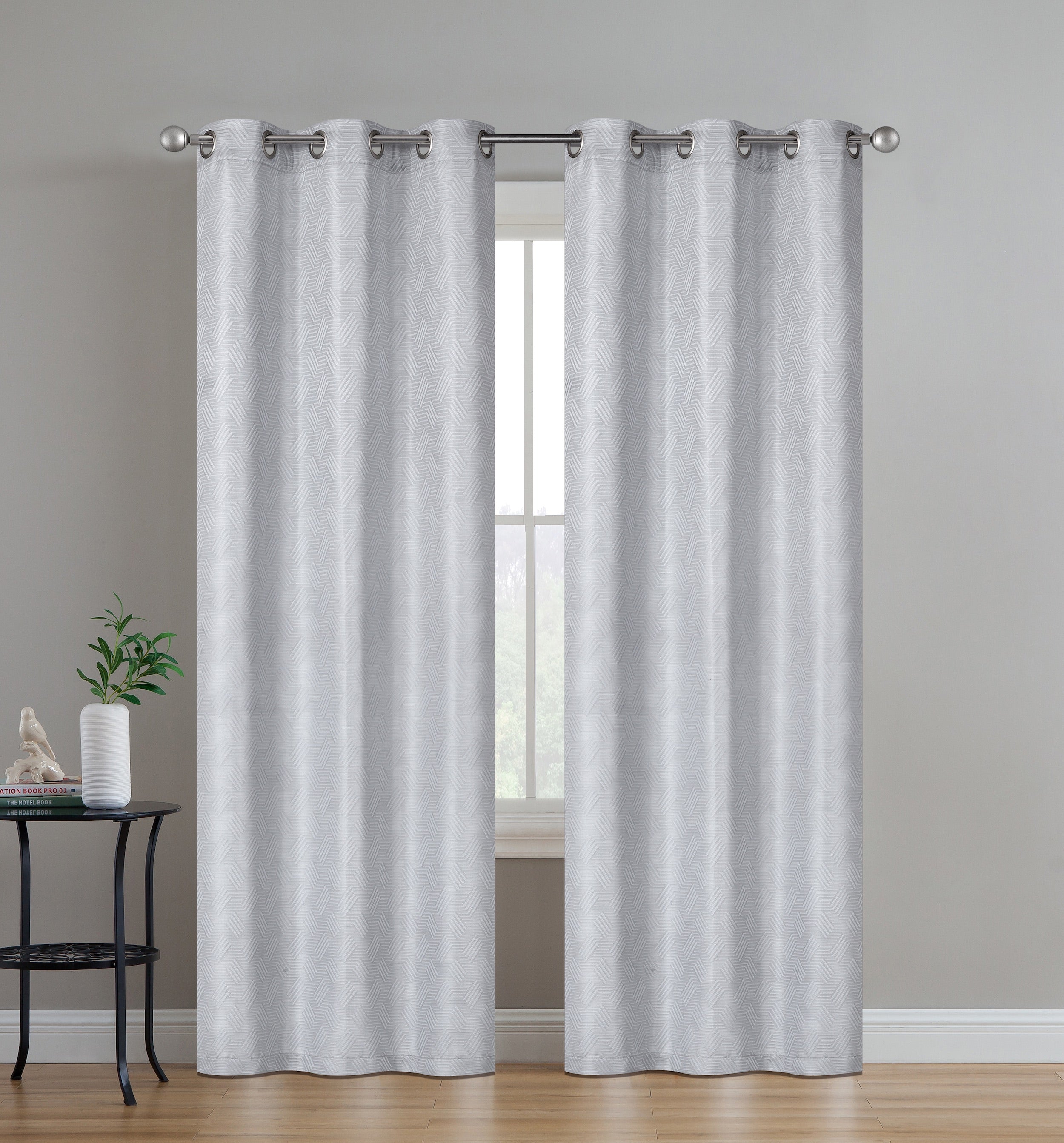 Dainty Home Monte Carlo 3D Embossed Intricate Trellis Design Room Darkening Grommet Panel Pair