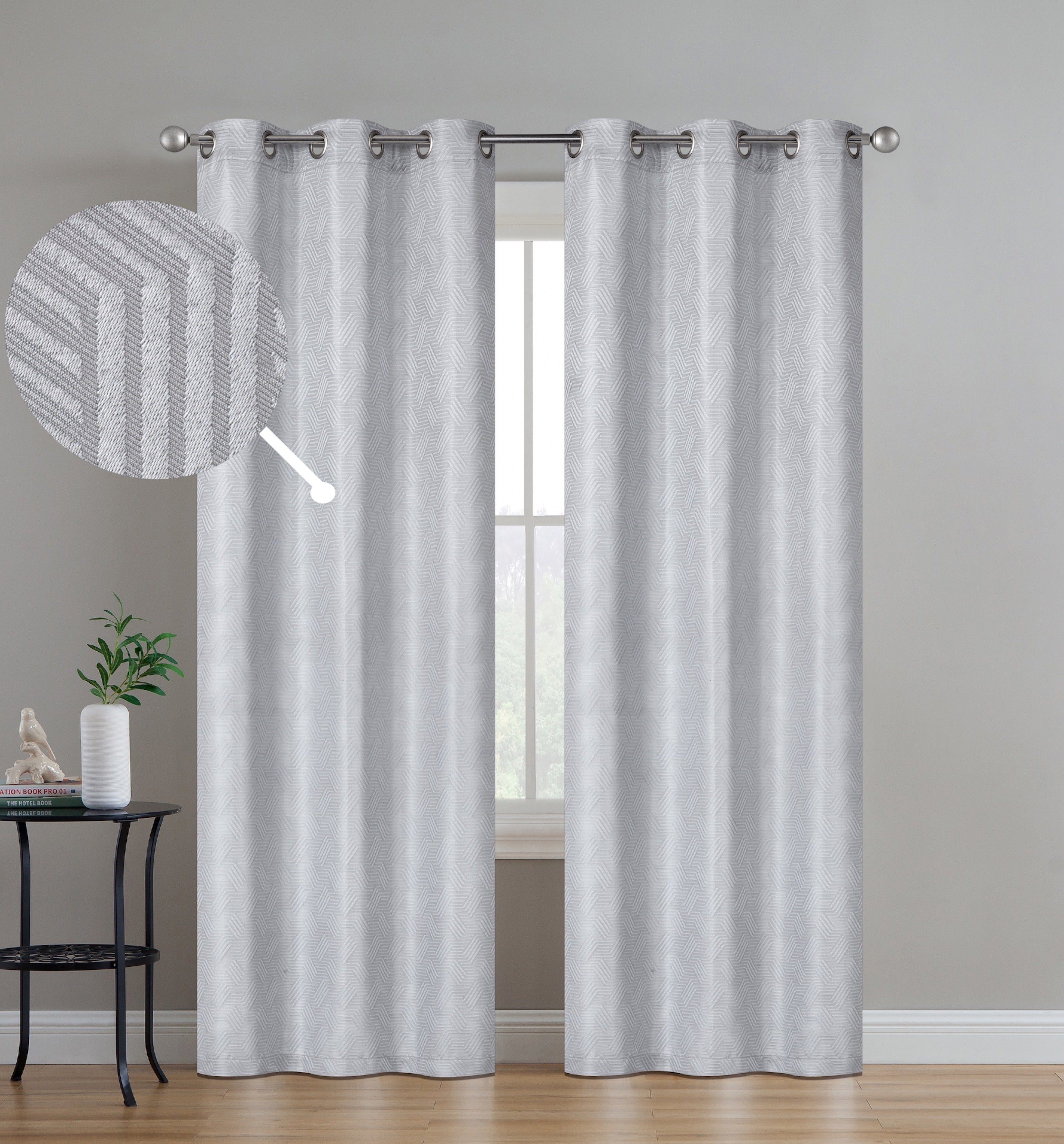 Dainty Home Monte Carlo 3D Embossed Intricate Trellis Design Room Darkening Grommet Panel Pair