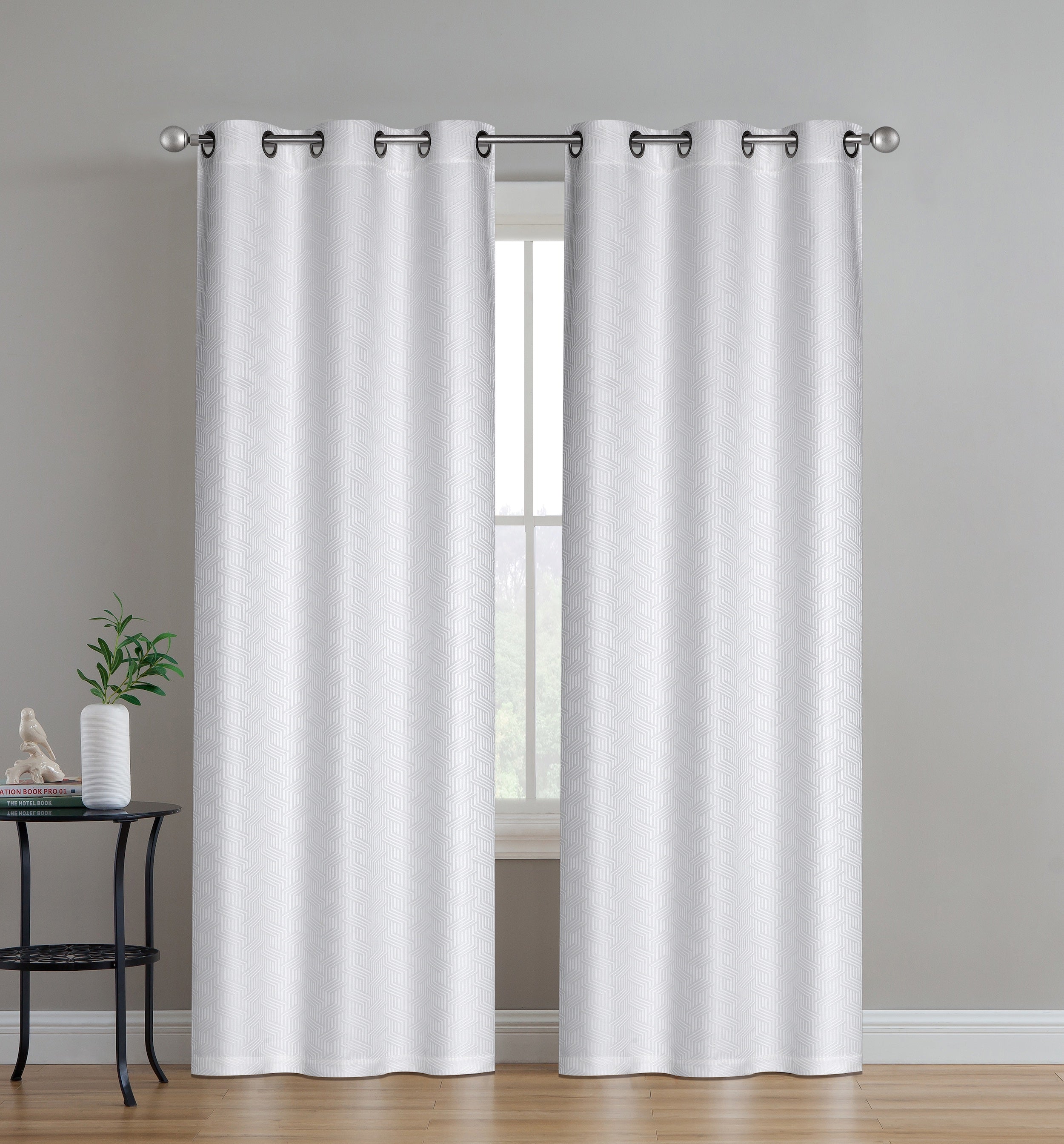 Dainty Home Monte Carlo 3D Embossed Intricate Trellis Design Room Darkening Grommet Panel Pair