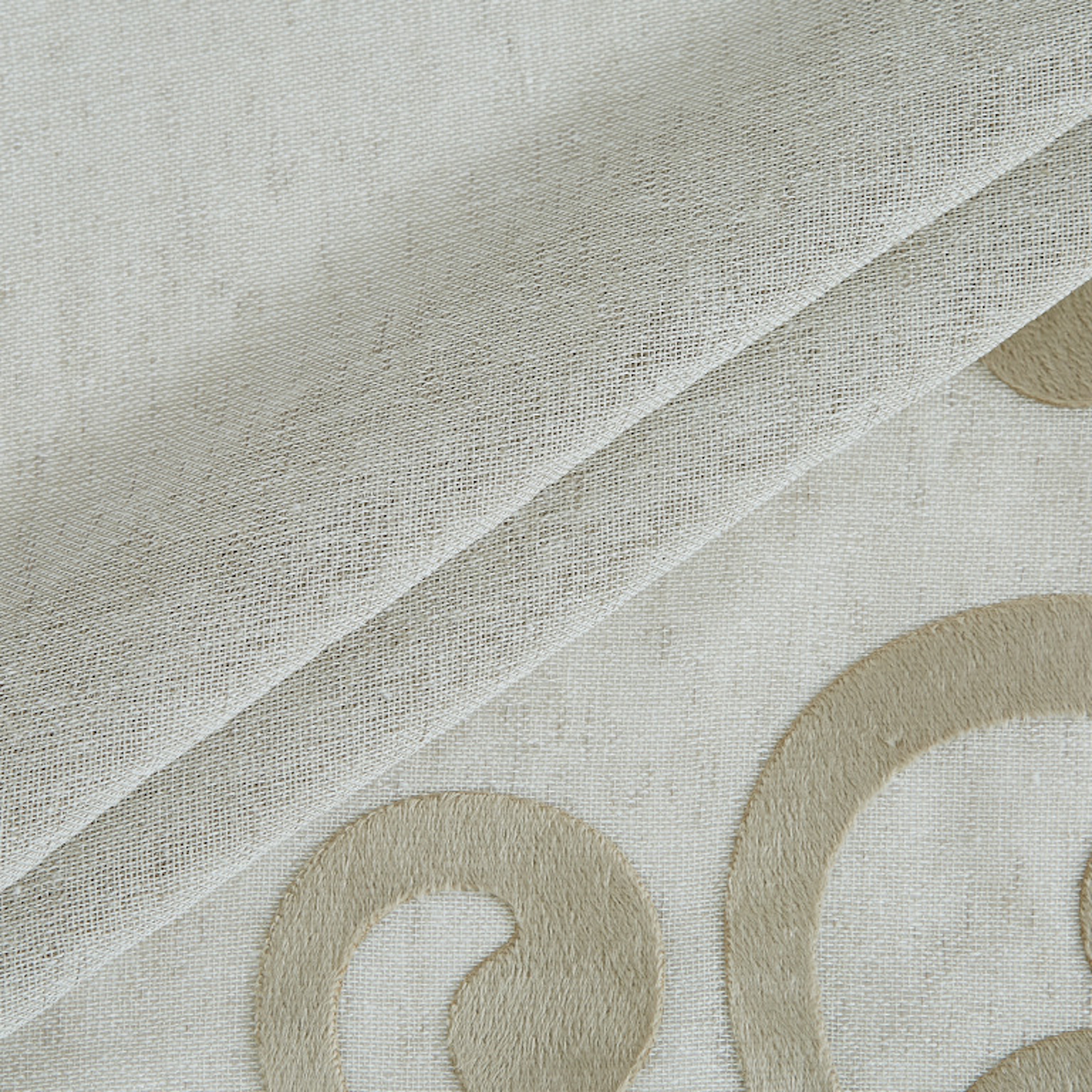 Dainty Home Natalie Boho 3D Velvet Scroll Design Appliqué Linen Look Light Filtering Grommet Panel Pair