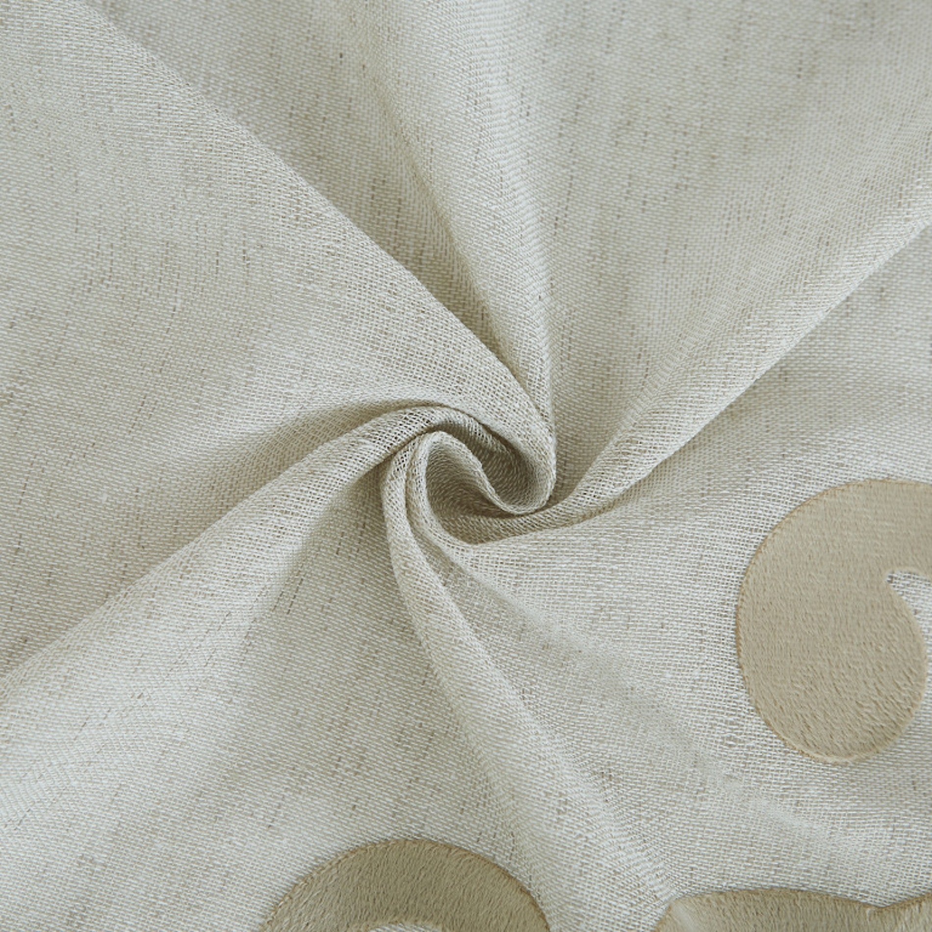 Dainty Home Natalie Boho 3D Velvet Scroll Design Appliqué Linen Look Light Filtering Grommet Panel Pair