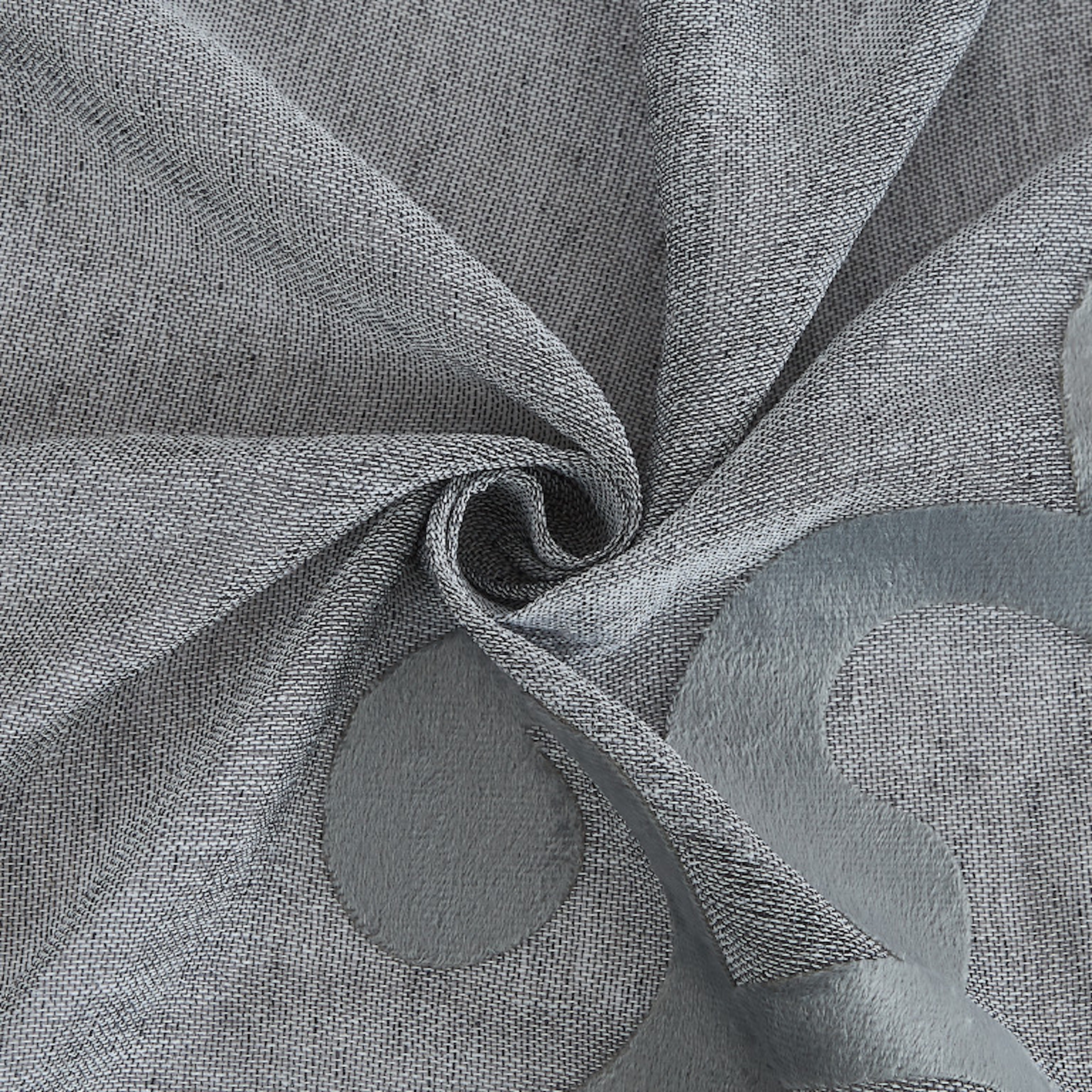 Dainty Home Natalie Boho 3D Velvet Scroll Design Appliqué Linen Look Light Filtering Grommet Panel Pair