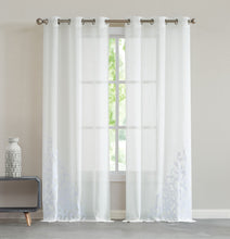 Load image into Gallery viewer, Dainty Home Natalie Boho 3D Velvet Scroll Design Appliqué Linen Look Light Filtering Grommet Panel Pair