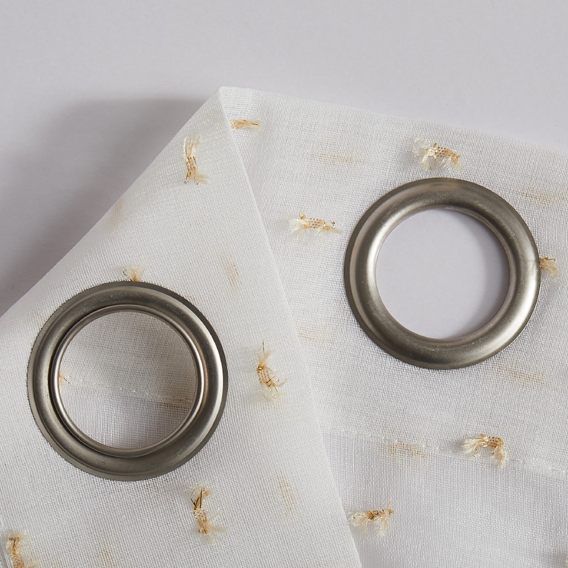 Dainty Home Sprinkles Boho Linen Look Fabric With 3D Embellished Lurex Sprinkles Light Filtering Grommet Panel Pair