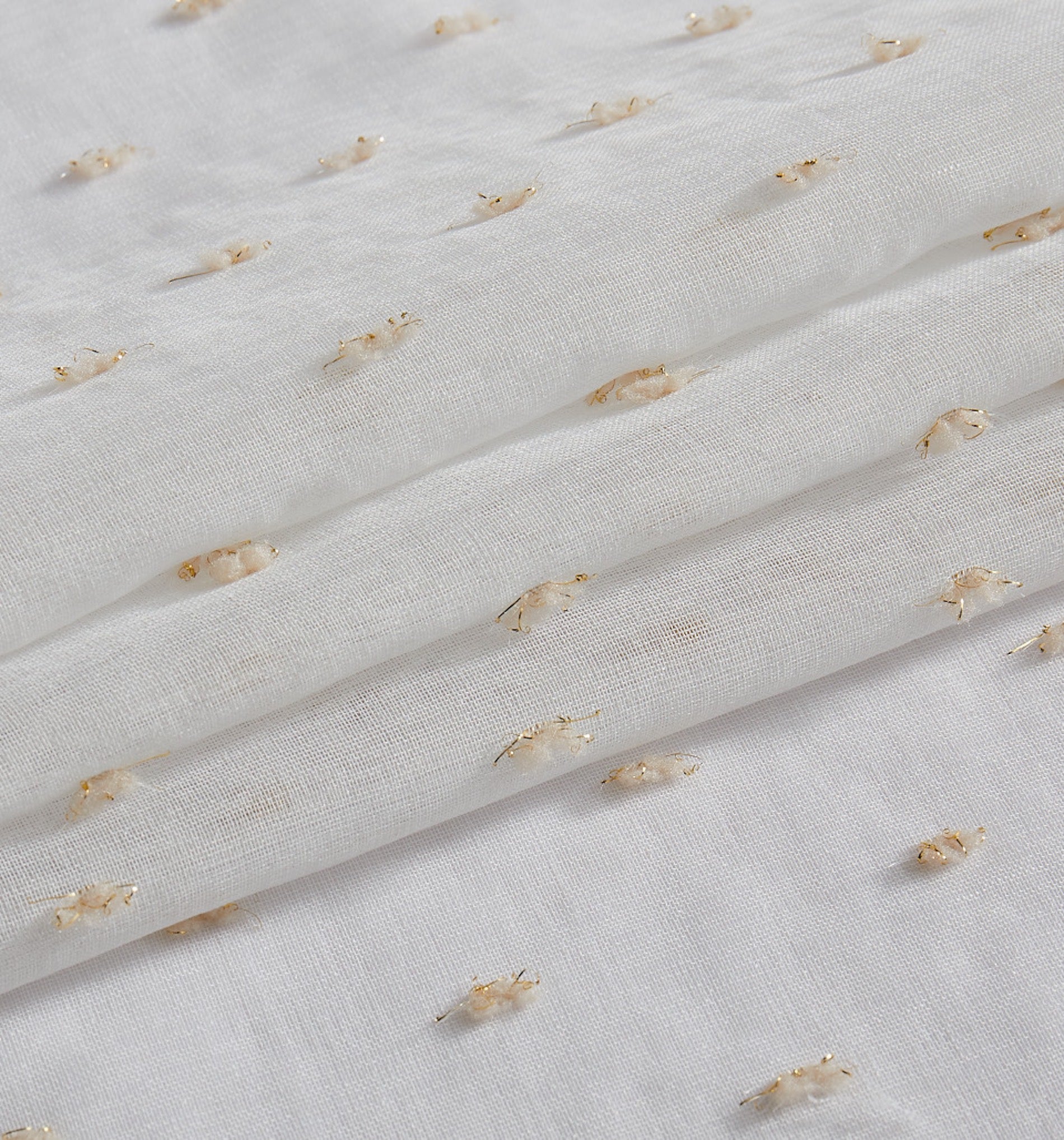 Dainty Home Sprinkles Boho Linen Look Fabric With 3D Embellished Lurex Sprinkles Light Filtering Grommet Panel Pair